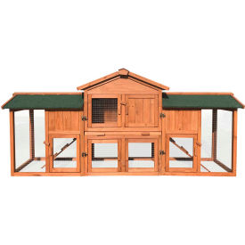 Hanover Outdoor Wooden Elevated Rabbit Hutch with Ramp Run Waterproof Roof and Removable Tray HANRH0105-CDR