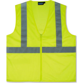 ERB® Aware Wear® S363 ANSI Class 2 Economy Mesh Safety Vest Zipper Closure L Lime WEL61446HLLG