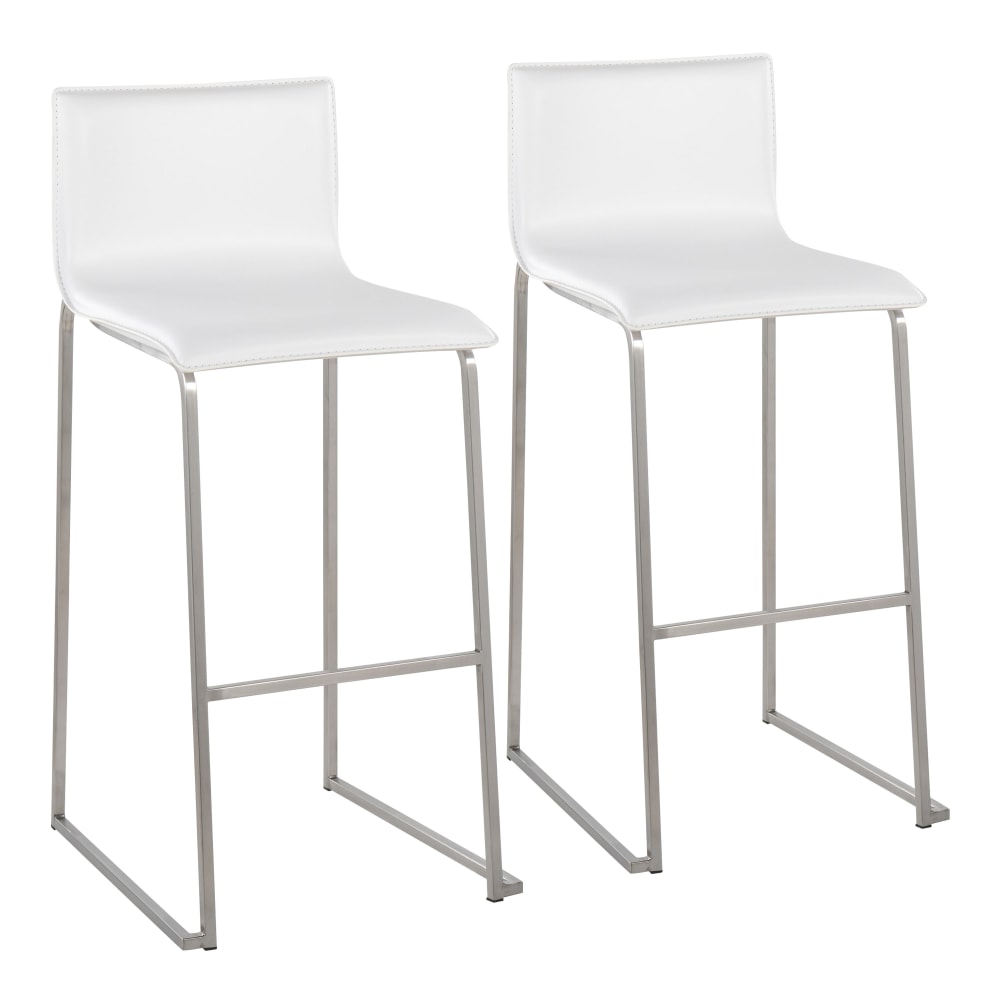 LumiSource Mara Bar Stools, Silver/White, Set Of 2 Stools MPN:B30-MARAUP SSW2