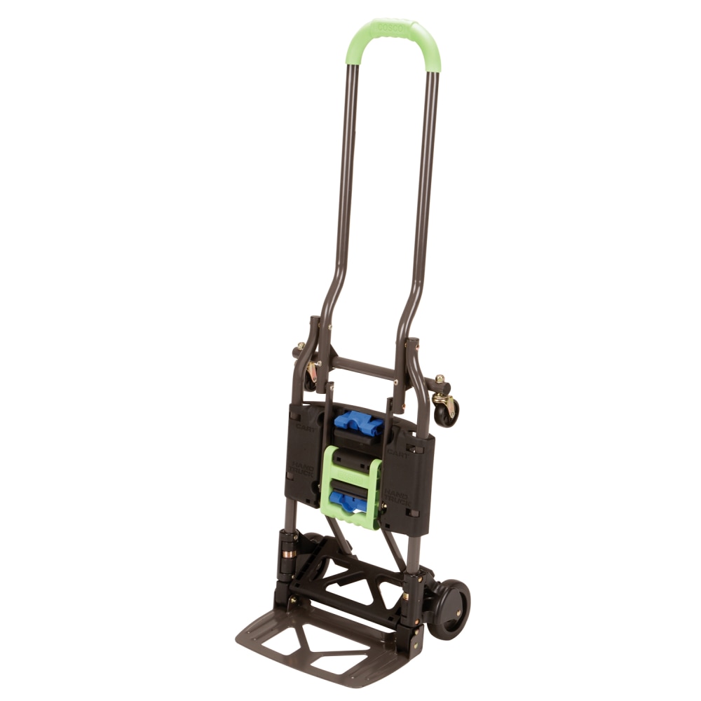 Cosco 2-In-1 Folding Hand Truck, 300 Lb Capacity, 30 7/8inH x 15inW x 30 1/4inD, Green/Platinum MPN:12222PBG1E