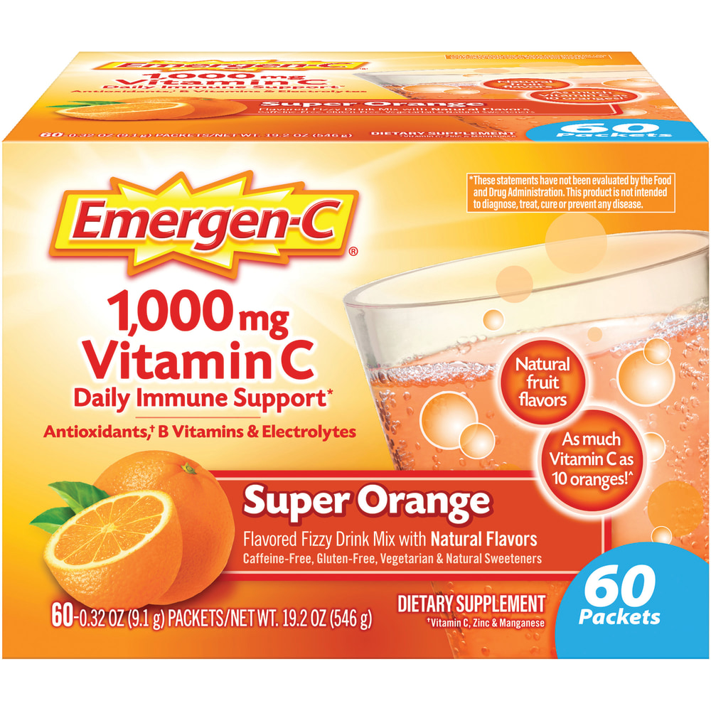 Emergen-C Powder Drink Mix, Super Orange, 0.32 Oz Per Packet, Box Of 60 Packets (Min Order Qty 3) MPN:GKC30213