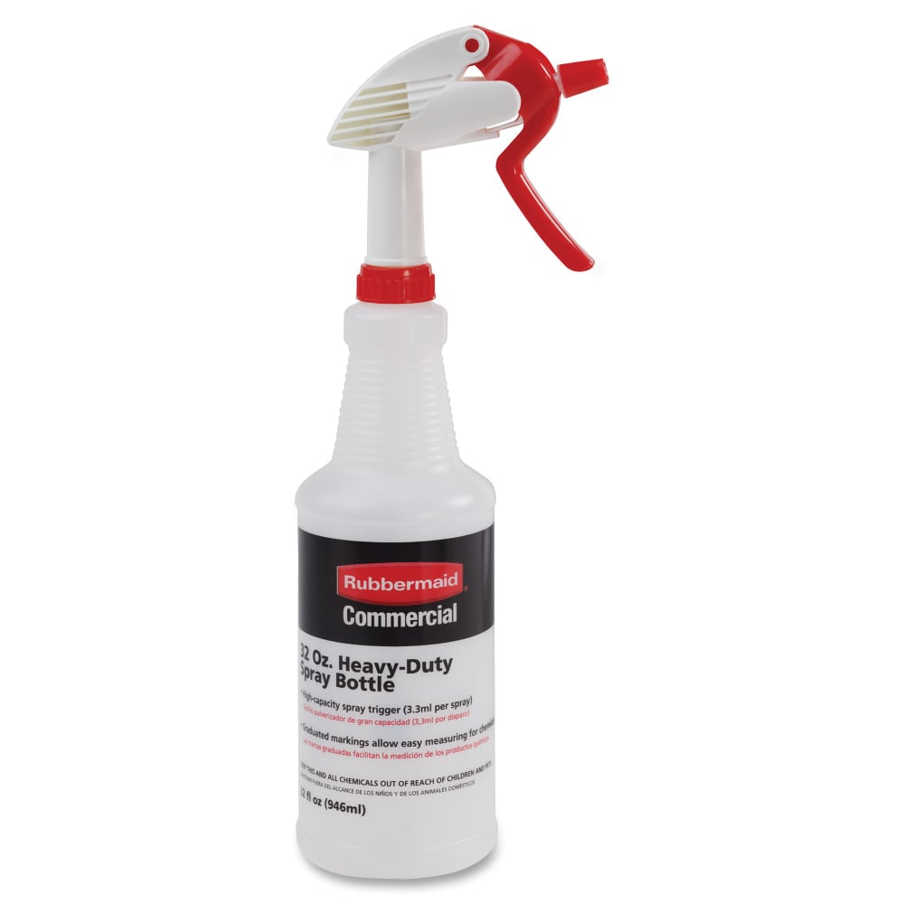 Rubbermaid Commercial 32-oz Trigger Spray Bottle - Suitable For Cleaning - Heavy Duty - 9.6in Height x 3.4in Width - 6 / Carton - Clear (Min Order Qty 2) MPN:9C03060000CT