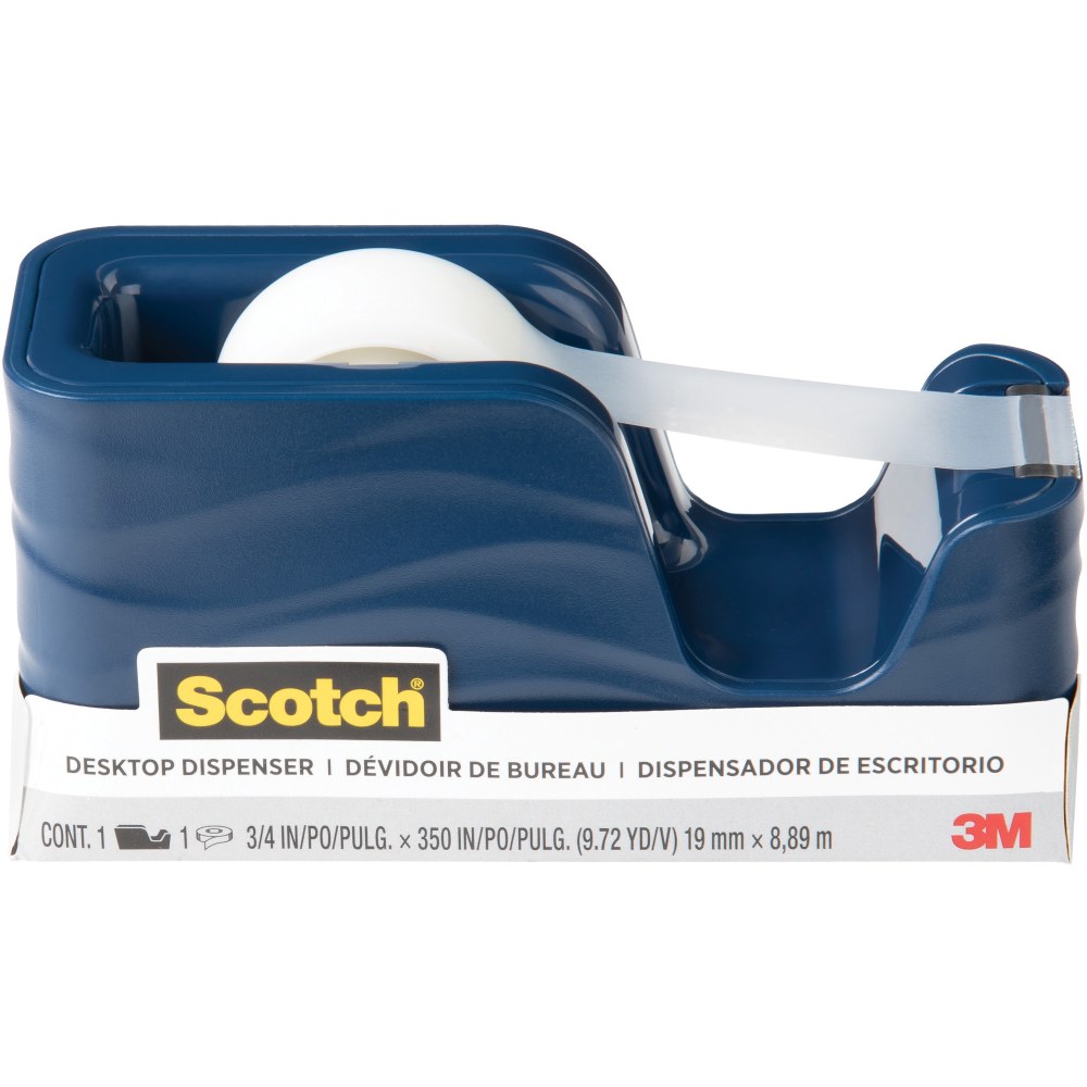 Scotch Wave Desktop Tape Dispenser - 1in Core - Refillable - Impact Resistant, Non-skid Base, Weighted Base - Plastic - Metallic Blue - 1 Each (Min Order Qty 8) MPN:C20WAVEMI
