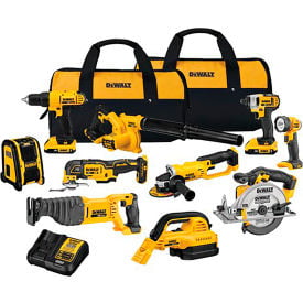 Dewalt® 20V MAX 10 Tool Combo Kit with 2 Batteries Charger (2) Contractor Bags DCK1020D2.