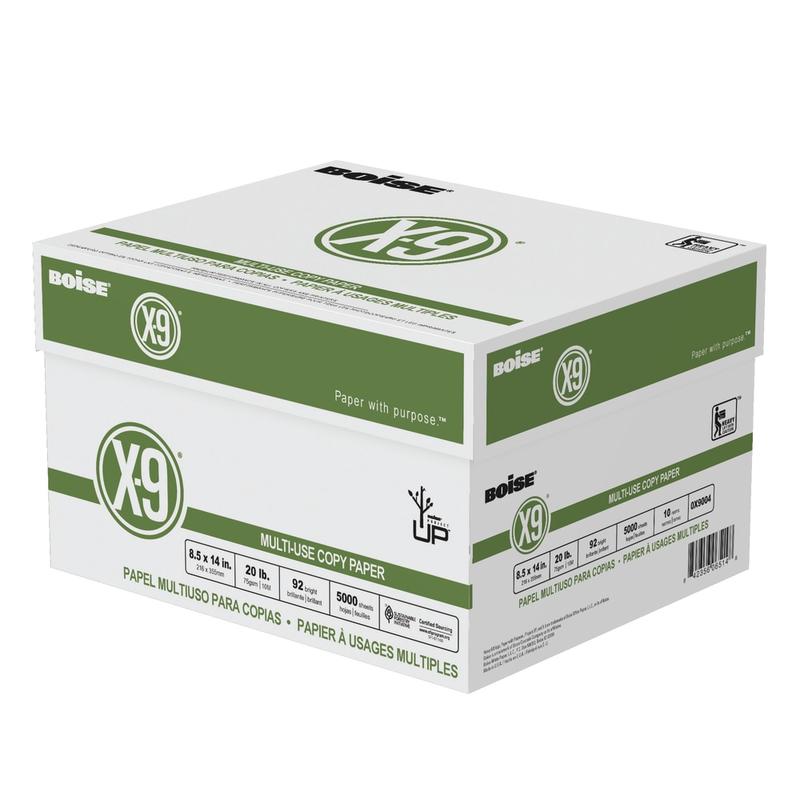 Boise X-9 Multi-Use Printer & Copy Paper, 10 Reams, White, Legal (8.5in x 14in), 5000 Sheets Per Case, 20 Lb, 92 Brightness MPN:OX9004