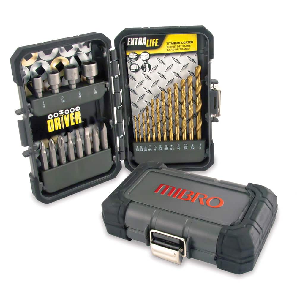 Drill Bit Set: Twist Drill Bits, 24 Pc, 0.0625