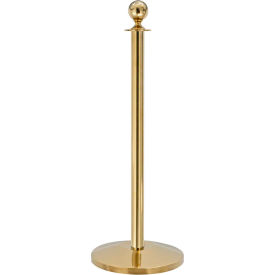 Queueway Post Rope Crowd Control Queue Sphere Ball Top Stanchion Polished Brass Economy - Pkg Qty 2 QWAY312-2P