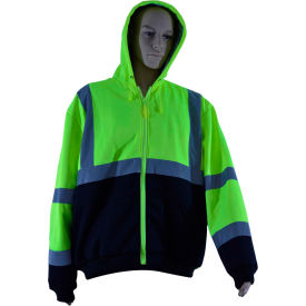 Petra Roc Thermal Lined Zip-Up Hoodie ANSI Class 3 2 Slash Pockets Polar Fleece Lime/Black 2XL LBHSW-C3-2X