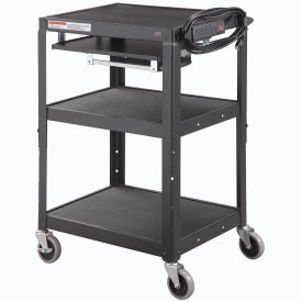 GoVets™ Steel Mobile Workstation Cart with Slide out keyboard & Mouse Shelf - Black 541BK334