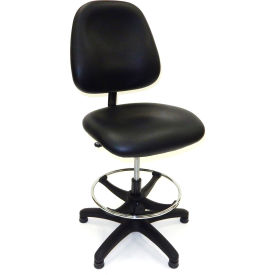 ShopSol Vinyl Workbench Stool - Mid Back - Black 1010442