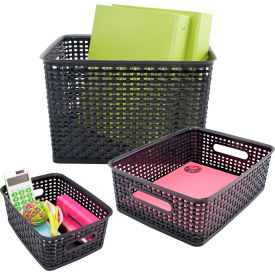 Advantus® Plastic Weave Bin Small Medium Large 40329 - 13-3/4