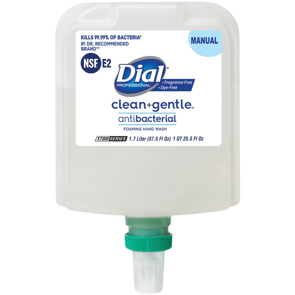 Dial Professional Clean and Gentle Antibacterial Foaming Hand Wash - 57.5 fl oz (1700 mL) - Bacteria Remover, Odor Remover - Skin, Hand - Yes - Fragrance-free, Dye-free - 1 Each (Min Order Qty 3) MPN:32088