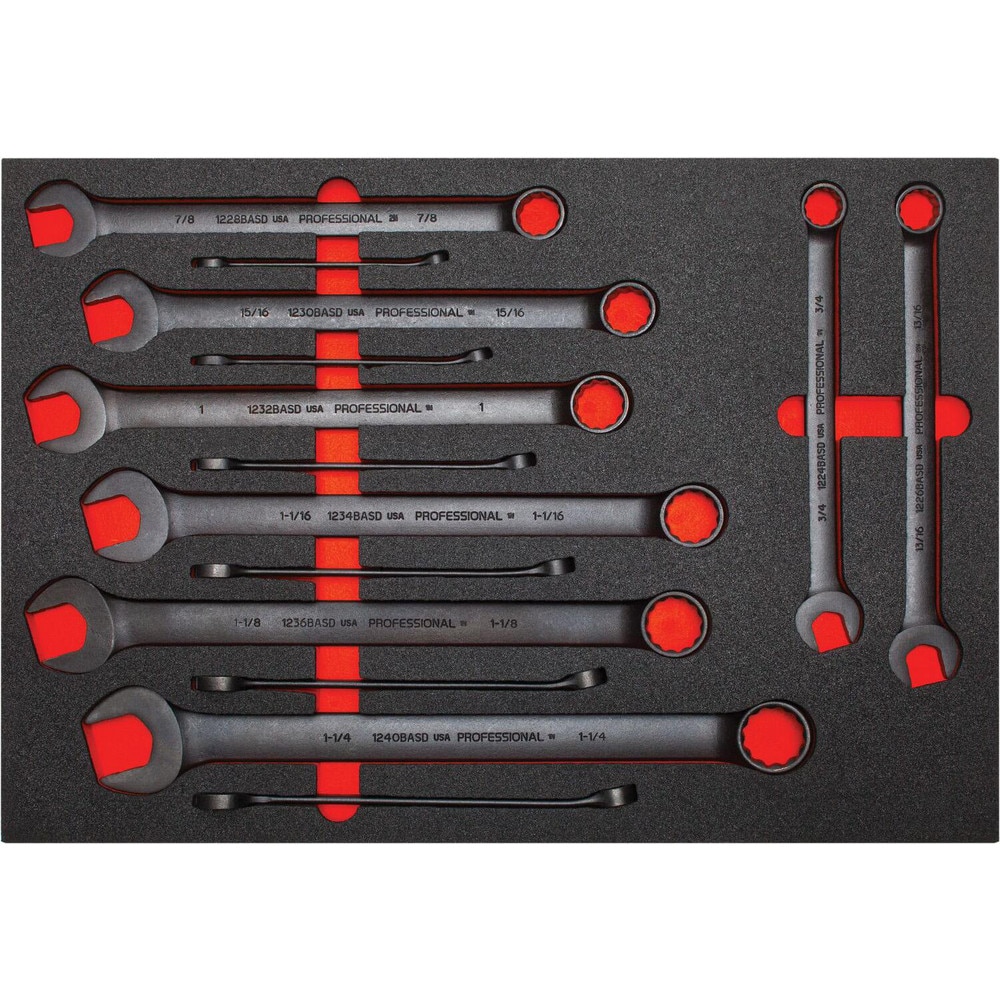 Wrench Sets, System Of Measurement: Inch , Container Type: Foam Inserts , Wrench Size: 3/8 in, 7/16 in, 1/2 in, 9/16 in, 5/8 in, 11/16 in, 3/4 in, 13/16 in MPN:J1200FBASDKV