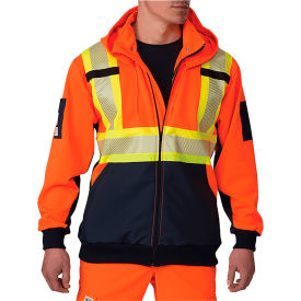 Big Bill High-Vis Full Zip Hooded Sweater Reflective L Tall Orange RT37HVF7-T-ORA-L