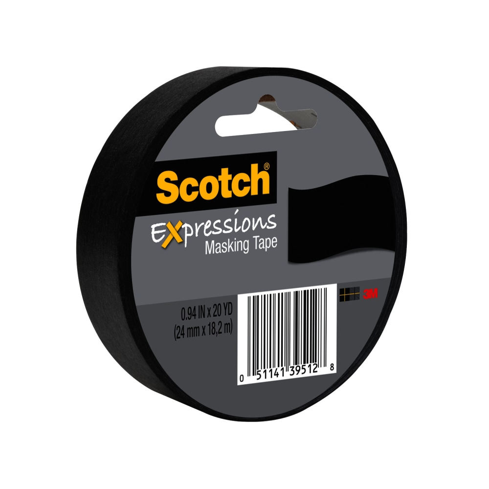 Scotch Expressions Masking Tape, 3in Core, 1in x 20 Yd., Black (Min Order Qty 25) MPN:3437-BLK