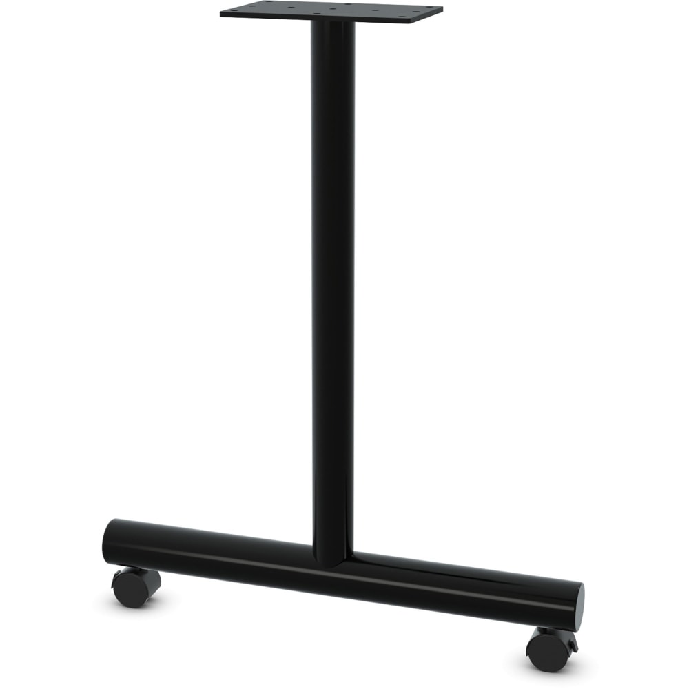 Lorell Relevance Tabletop Wheeled T-Leg Base - 27.8in , 2in Caster - Material: Tubular Steel - Finish: Black MPN:60609