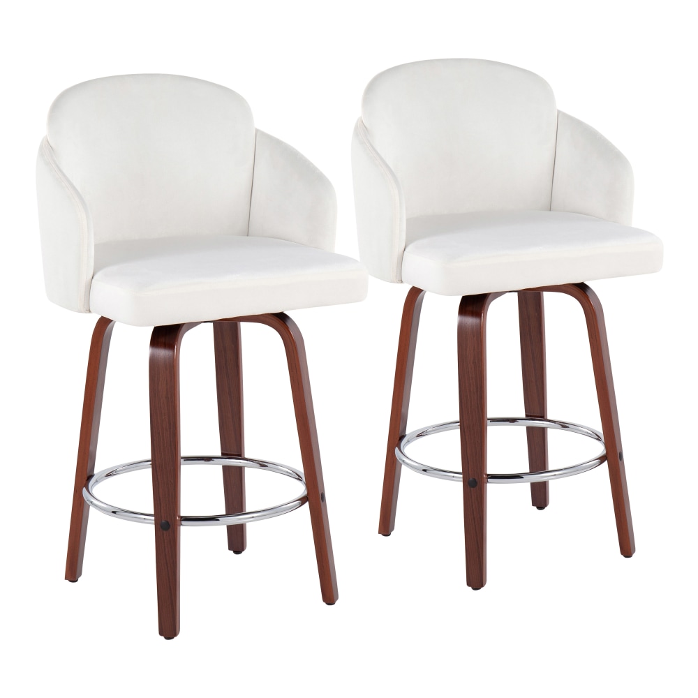 LumiSource Dahlia Counter Stools, Cream/Walnut, Set Of 2 Stools MPN:B26-DAHLIA-R2 WLVCR2