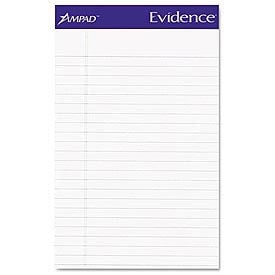 Evidence® Recycled Perf 5x8 Jr. Legal Rule Pads Margin White 50 Sheets Dozen AMP20154