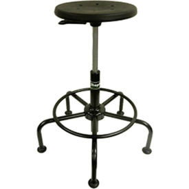 Shopsol™ Workbench Round Stool w/ Pneumatic Seat Height Range & Tubular Base PUR Black 1010888