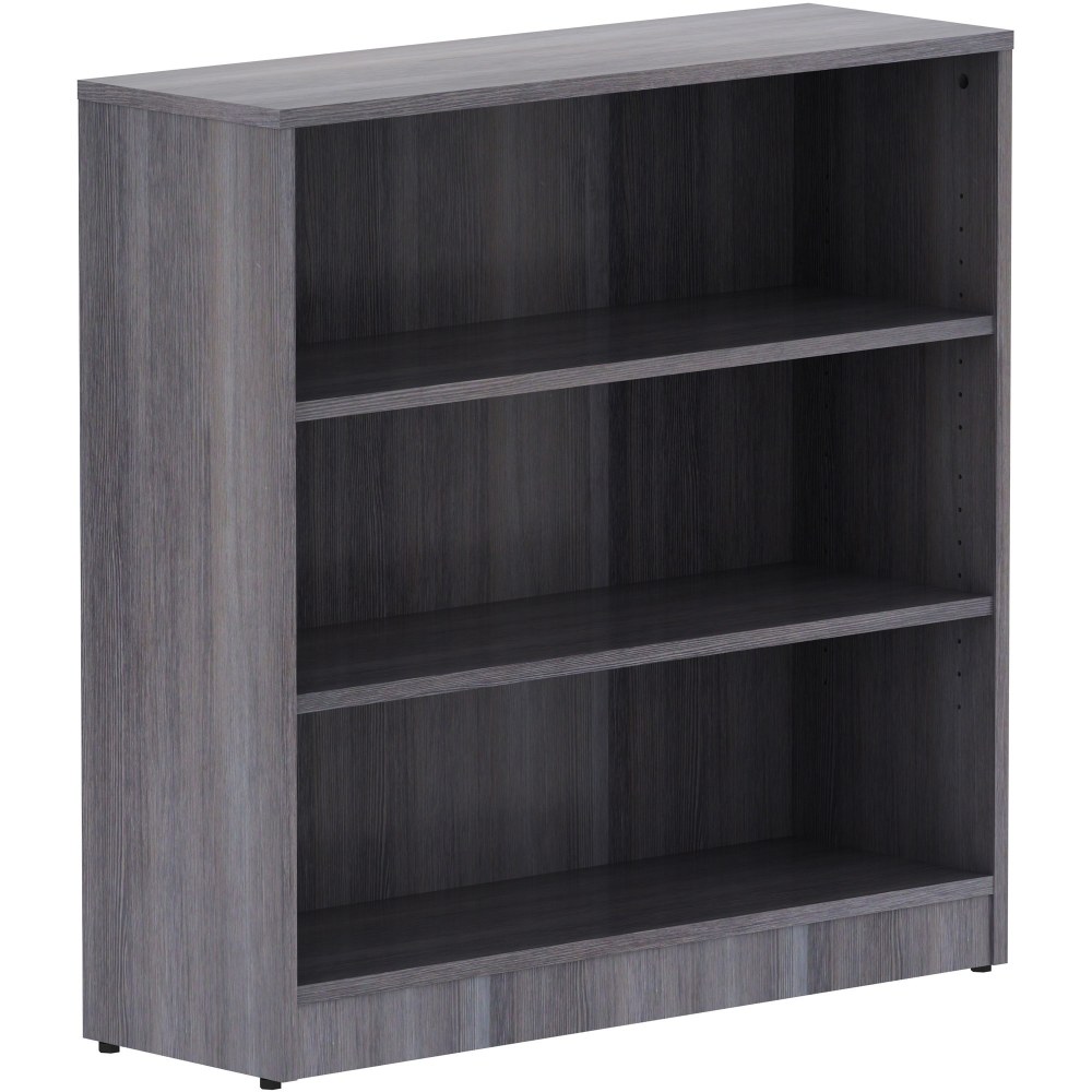 Lorell Laminate 3-Shelf Modular Shelving Bookcase, 36inH x 36inW x 12inD, Weathered Charcoal MPN:69626