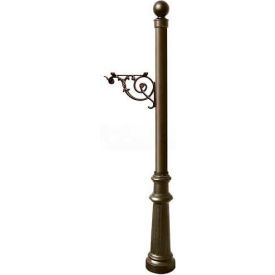 Lewiston Post with Support Brace Decorative Fluted Base & Ball Finial (No Mailbox) Bronze LPST-804-BZ