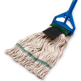Carlisle® Looped End Mop w/ Scrubber & Green Band Medium Natural - Pkg Qty 12 369418S00