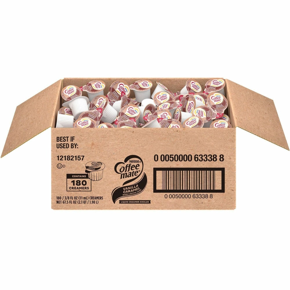 Coffee mate Vanilla Caramel Liquid Creamer Singles - Vanilla Caramel Flavor - 0.38 fl oz (11 mL) - 180/Carton (Min Order Qty 3) MPN:63338