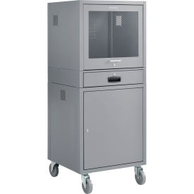 GoVets™ Mobile Computer Cabinet Dark Gray Unassembled 669GY706