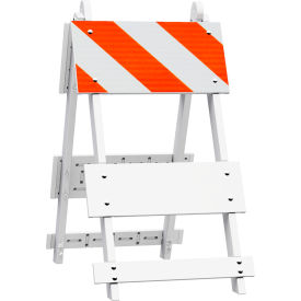 Plasticade 101-T12-HI-P All Plastic Maintenance Free Type I Traffic Barricade White Foldable 101-T12-HI-P