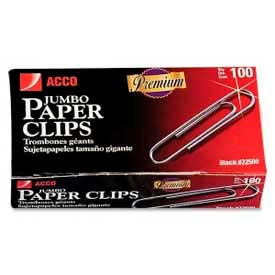 Acco® Jumbo Non-Skid Paper Clips Silver 1000/Pack 72510
