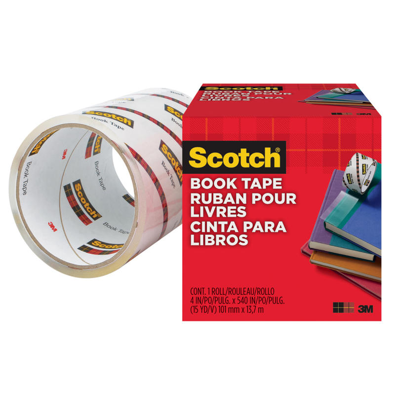 Scotch Book Tape - 15 yd Length x 4in Width - 3in Core - Acrylic - Crack Resistant - For Repairing, Reinforcing, Protecting, Covering - 1 / Roll - Clear (Min Order Qty 4) MPN:8454