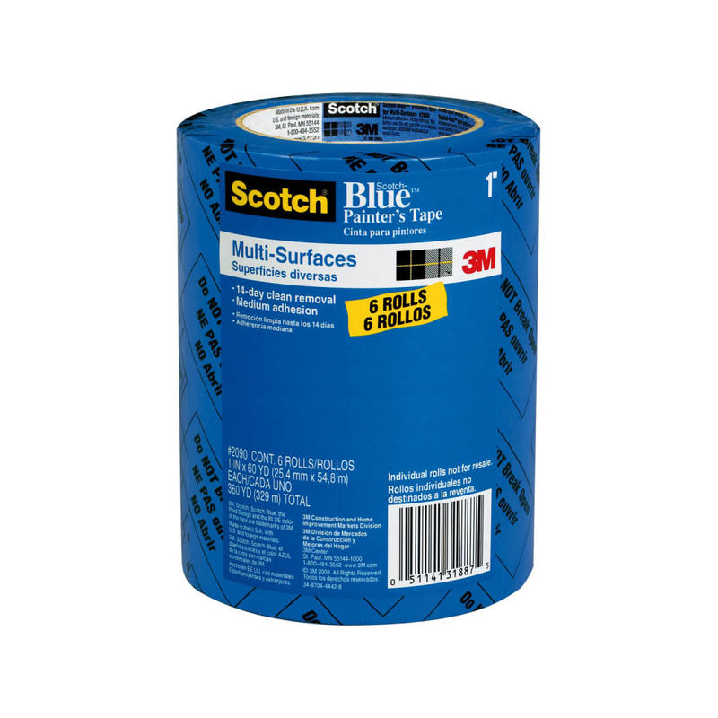 ScotchBlue Original Multi-Surface Painters Tape, 6 Tape Rolls, 0.94 in x 60 yd, 3in Core, Paint Tape Protects Surfaces and Removes Easily, Multi-Surface Painting Tape for Indoor and Outdoor Use, Blue (Min Order Qty 2) MPN:2090-24EVP