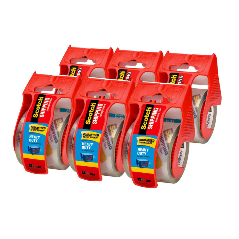 Scotch Heavy Duty Shipping Packing Tape, 6 Tape Rolls with Dispensers, 1 7/8 in x 22.2 yd, 1.5in Core, Holiday Shipping Supplies, Clear (Min Order Qty 3) MPN:142-6