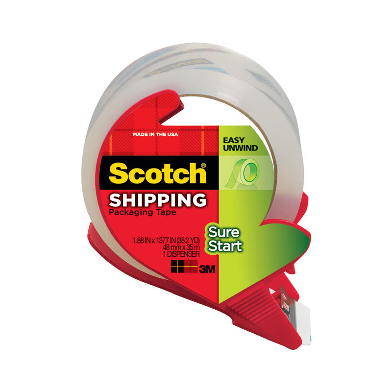 Scotch Sure Start Shipping Tape With Dispenser, 1-7/8in x 38.2 Yd., Clear (Min Order Qty 12) MPN:3450S-RD