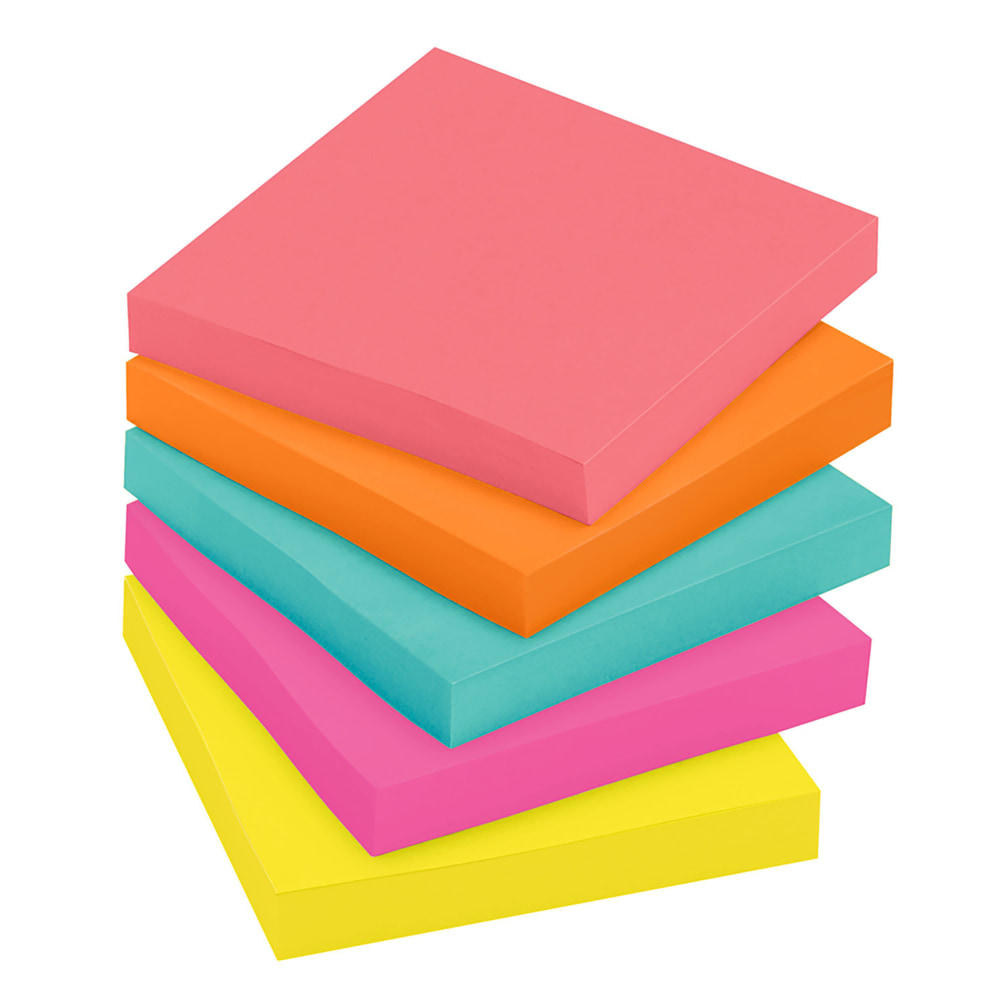 Post-it Notes, 5 Pads, 3 in x 3 in, Clean Removal, School Supplies and Office Products, Sticky Notes for Vertical Surfaces, Monitors, Walls and Windows, Poptimistic Collection (Min Order Qty 8) MPN:654-5PK