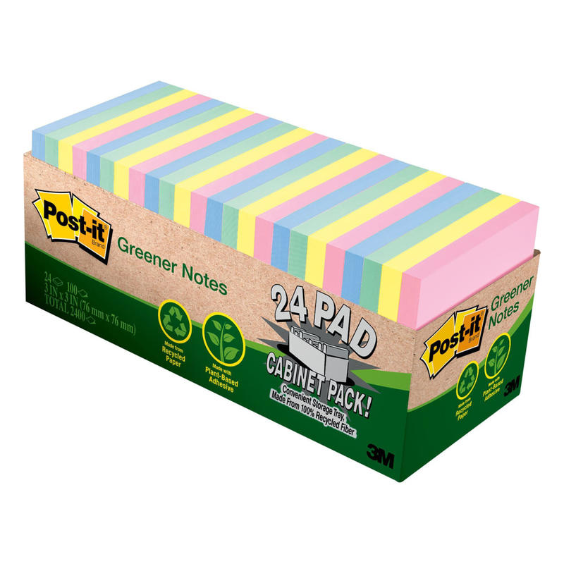 Post-it Greener Notes, 24 Pads, 3 in x 3 in, Clean Removal, Ideal for Second School Semester, Sticky Notes for Dorm, Home and Office, Sweet Sprinkles Collection (Min Order Qty 3) MPN:654R-24CP-AP