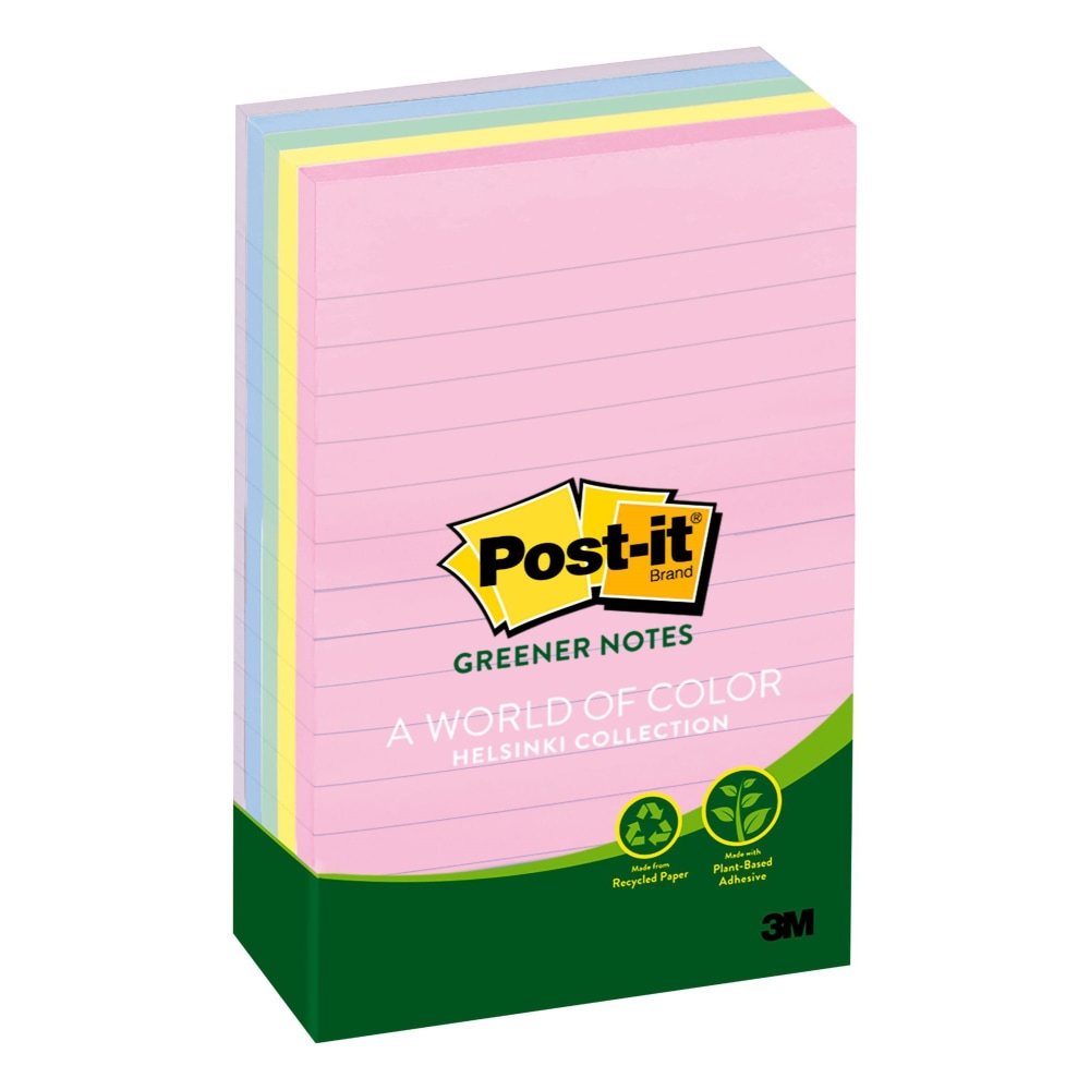 Post-it Greener Notes, 5 Pads, 4 in x 6 in, Clean Removal, Ideal for Second School Semester, Sticky Notes for Dorm, Home and Office, Sweet Sprinkles Collection, Lined (Min Order Qty 5) MPN:660-RP-A