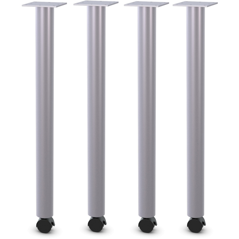 Lorell Relevance Tabletop Post Legs - 1in x 2in27.8in , 2in Caster - Material: Steel - Finish: Gray MPN:60608