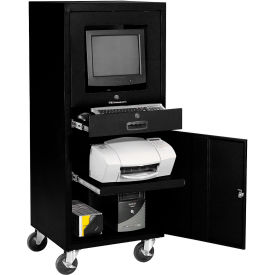 GoVets™ Mobile Computer Cabinet Black Unassembled 669BK706