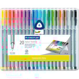 Staedtler® Triplus Fineliner Stick Porous Point Pen Extra-Fine Tip 0.3mm Slvr Barrel 20/Set 334-SB20A6