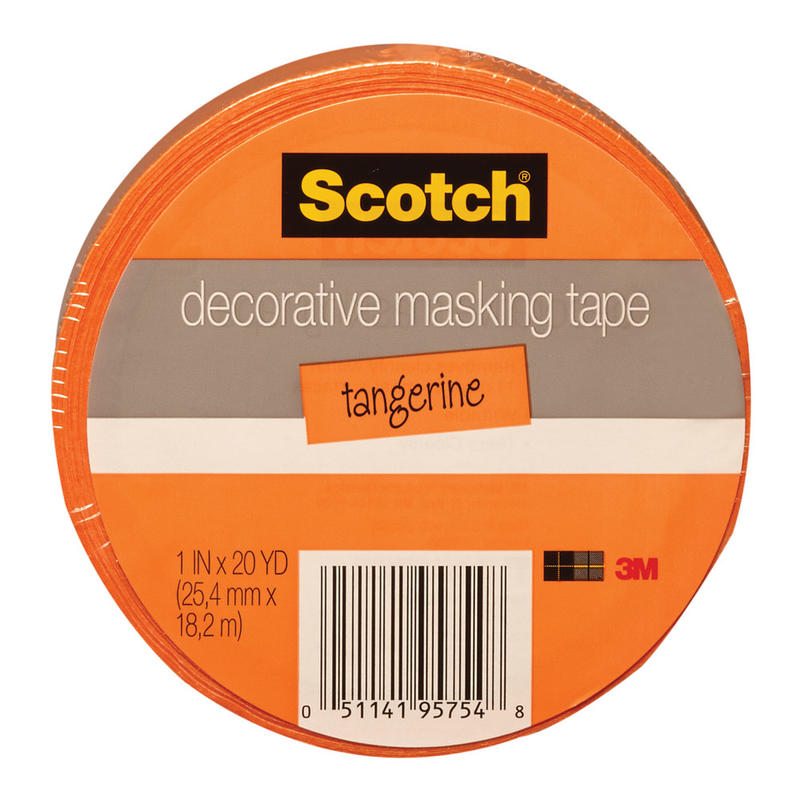 Scotch Decorative Masking Tape, 1in x 20 Yd., Orange (Min Order Qty 22) MPN:3437-ORG