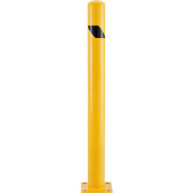 GoVets™ Steel Safety Bollard W/Black Hazard Tape 4.5