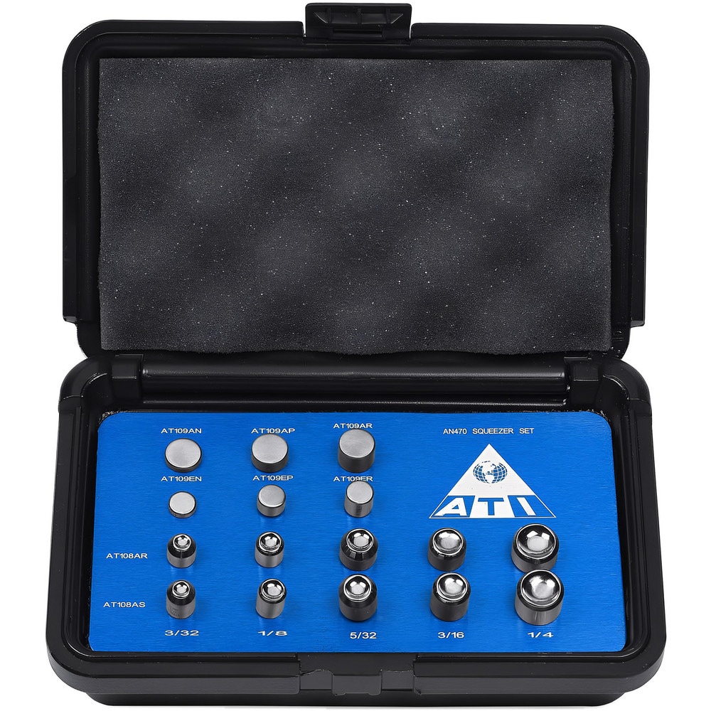 Riveter Kits, Kit Type: Rivet Tool Assortment , Minimum Rivet Size: 3/32 in , Maximum Rivet Size: 0.25in , Material: Steel , Insulated: No  MPN:ATI108A-16PC