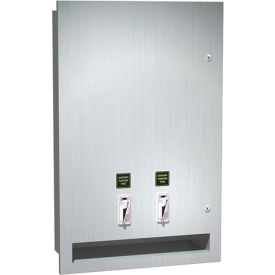 ASI® Recessed Sanitary Napkin and Tampon Dispenser 25 Cent Operation - 10-04684-25 10-04684-25
