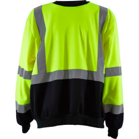Petra Roc HiVis Crew Neck Sweatshirt ANSI Class 3 Polar Fleece Lime/Black L LBCSW-C3-L