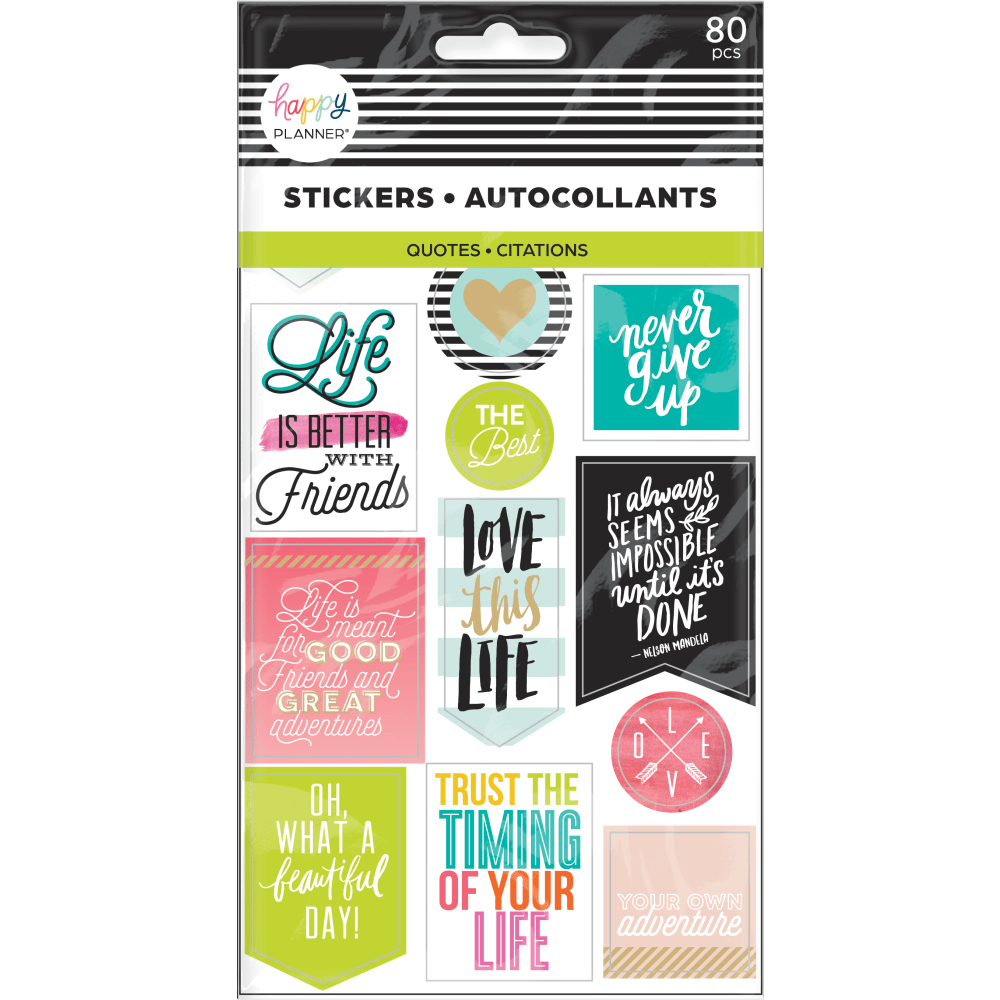 Happy Planner Stickers, 9-1/8in x 4-13/16in, Life Quotes, Pack Of 5 Sticker Sheets (Min Order Qty 11) MPN:PPS-61