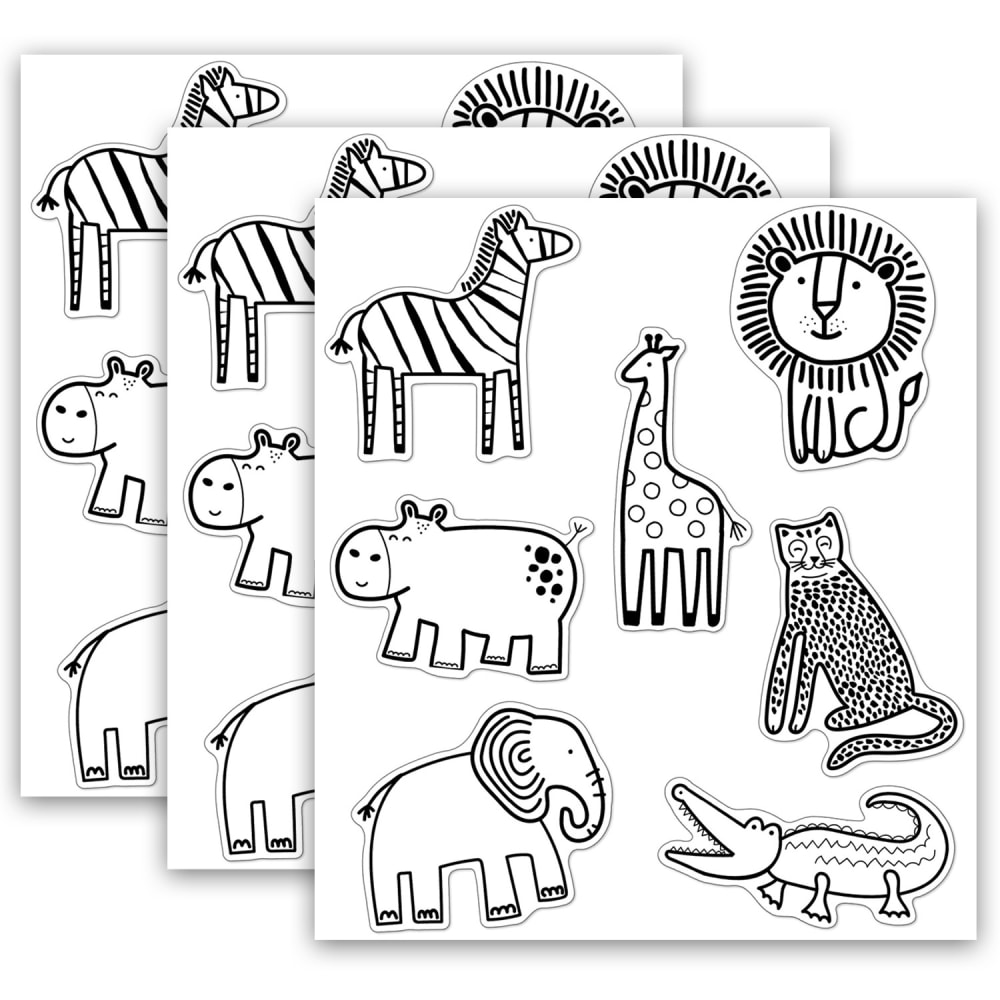 Carson Dellosa Education Cut-Outs, Schoolgirl Style Simply Safari Animals, 36 Cut-Outs Per Pack, Set Of 3 Packs (Min Order Qty 3) MPN:CD-120628-3