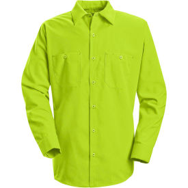 Red Kap® Enhanced Visibility Long Sleeve Work Shirt Fluorescent Yellow/Green Tall L SS14YELNL