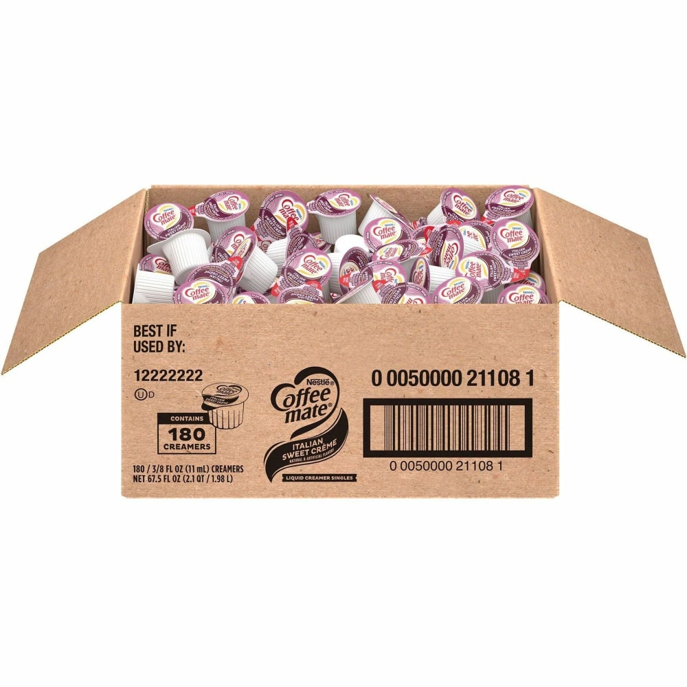 Coffee mate Italian Sweet Creme Liquid Creamer Singles - Italian Sweet Creme Flavor - 0.38 fl oz (11 mL) - 180/Carton (Min Order Qty 3) MPN:NES21108
