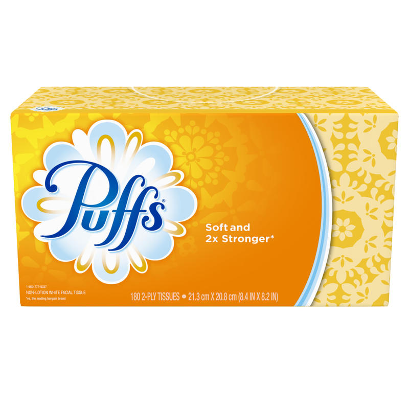 Puffs White 2-Ply Facial Tissue, 180 Sheets Per Box, Case Of 24 Boxes MPN:87611CT
